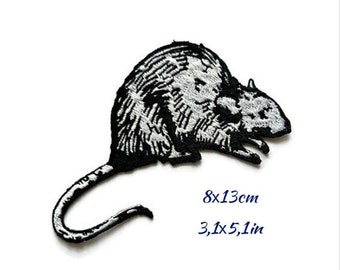 Rat Embroidered Patch Punk Rock Mouse Badge Goth Rat Accessory Animal Lover Gift Iron on Patch for Vests Denim Jackets Streetwear Mouse Art