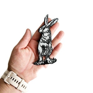White Rabbit, hare, embroidered iron on patch