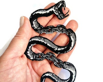 Snake Black Mamba Reptiel geborduurde opstrijkpatch