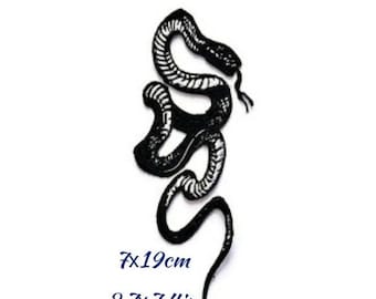 Slang, zwarte mamba, reptiel geborduurde opstrijkpatch