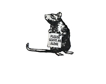 Rat with poster "please leave me alone" embroidered patch iron on