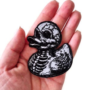 Skeleton Duck Embroidered Patch, Iron-on