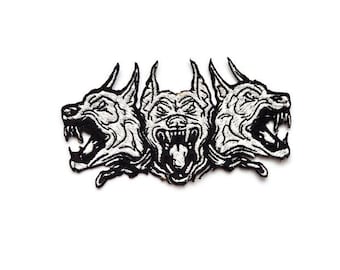 Three-Headed Dog Cerberus Embroidered Iron-On Patch