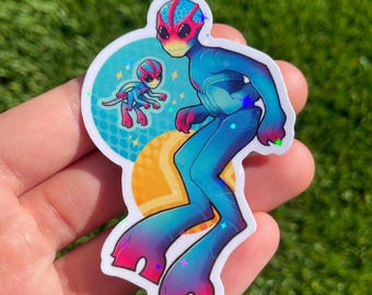Alien Harry & Bridget Holographic Vinyl Sticker