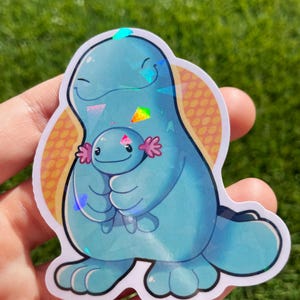 Quagsire + Wooper Holographic Vinyl Sticker