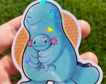 Quagsire + Wooper Holographic Vinyl Sticker