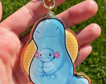 Quagsire + Wooper Rainbow Acrylic Keychain