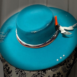 Custom Cowgirl Turquoise hat
