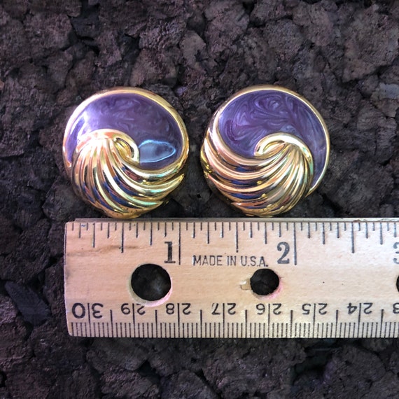 Vintage Stud Earrings Gold Toned Round With Spira… - image 5