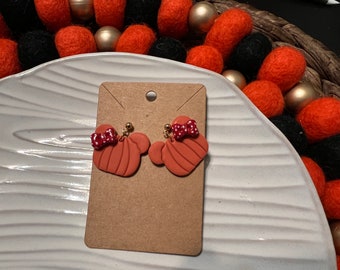Whimsical Girl Mouse Ear Pumpkin Polymer Clay Earrings