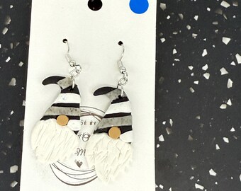Winter Gnome Dangle Polymer Clay Earrings