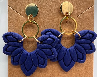 Bohemian Ring and Ruffle Polymer Clay Earrings 3 colors - &quot;Rhiannon&quot; style