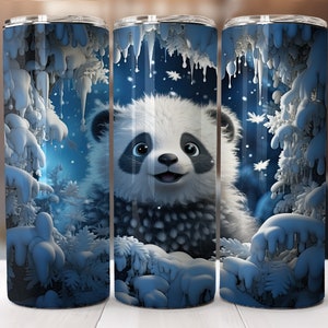Cute Panda 20 oz Skinny Tumbler-straight pattern strait & tapered wrap-20 oz Skinny Tumbler Sublimation Design-Digital Download PNG.
