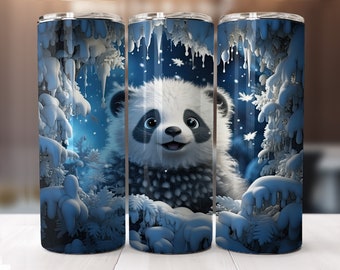 Cute Panda 20 oz Skinny Tumbler-straight pattern strait & tapered wrap-20 oz Skinny Tumbler Sublimation Design-Digital Download PNG.