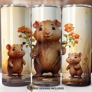 Cute capybara tumbler sublimation wrap Png-straight & tapered pattern-20oz Skinny Tumbler Sublimation Template Design-Digital Download PNG.