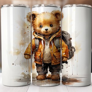 Teddy bear junior 20oz Skinny Tumbler wrap png-straight pattern & tapered wrap-20oz Skinny Tumbler Sublimation Design-Digital Download PNG.