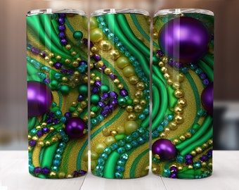 Mardi Gras New Orleans carnival Party 20oz Skinny Tumbler Sublimation Design Digital Download PNG-straight & tapered pattern-Tumbler Wraps.