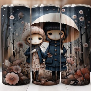 whimsical cute kids 20oz Skinny Tumbler sublimation wrap design-straight & tapered pattern-Tumbler Sublimation Design-Digital Download PNG.