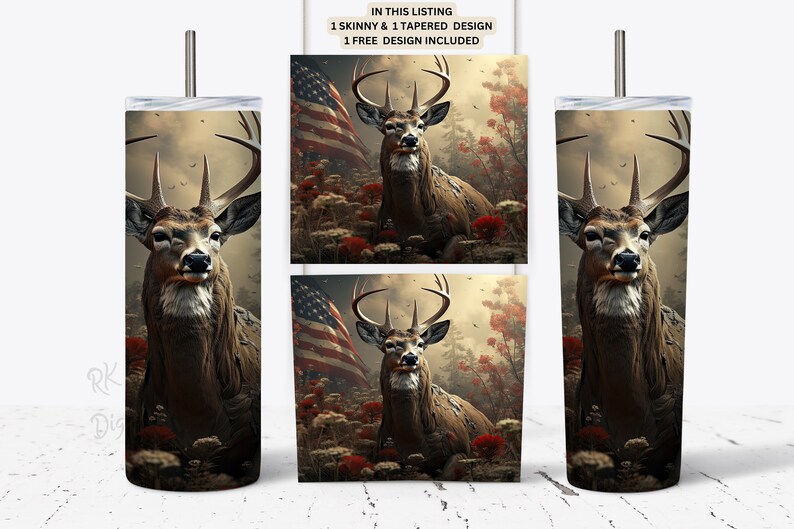 Deer Camo in Forest 20oz Skinny Tumbler Sublimation Png Wrap -american ...