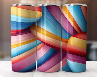 Diseño de sublimación de vaso delgado y colorido abstracto de 20 oz, patrón envolvente recto y cónico, diseño de sublimación de vaso, descarga digital PNG.