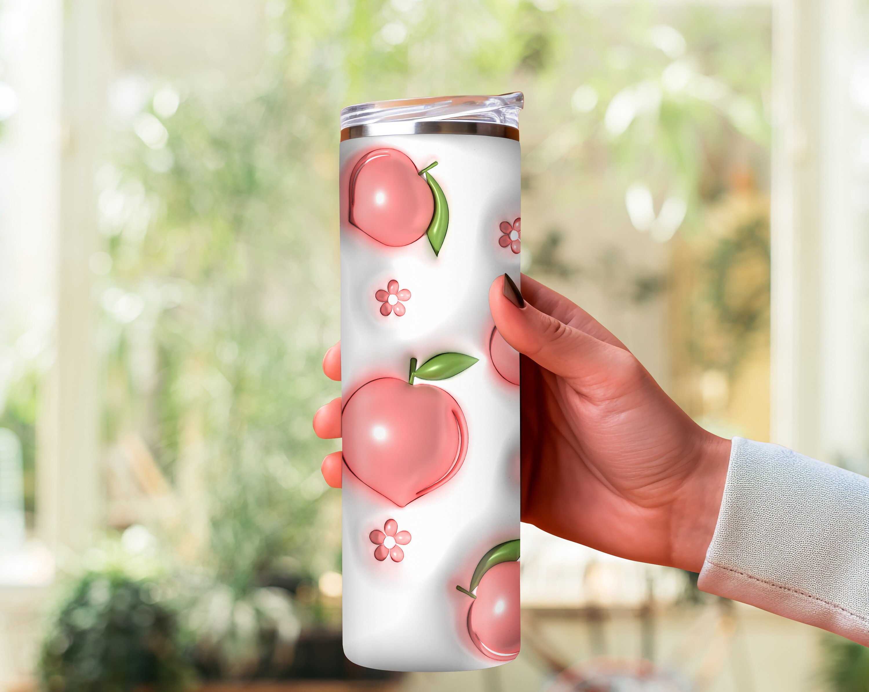 3D Peaches Inflated Tumbler Wrap, 20 Oz Skinny Tumbler Sublimation ...