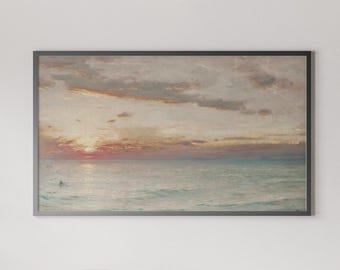 Sunset In The Mediterranean Canvas Wall Art, Famous Nautical Coastal Art Print