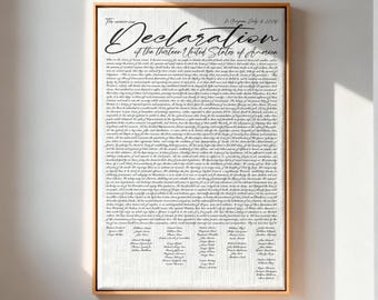 Declaration Of Independence Canvas Print, July 4 1776 Canvas Poster Modern Wall Art, American History Print, Founding Fathers Home Decor