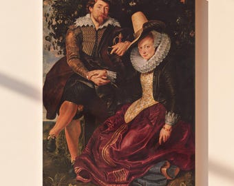 Rubens and Isabella Brant Self-portrait Print, Baroque Classic Famous Wall Art, Honeysuckle Bower Canvas, Romantic Wall Decor