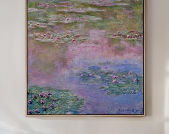 Famous Water Lilies Canvas Wall Art, Claude Monet Print, Flower Fine Art Painting