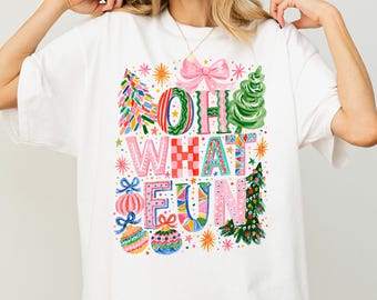 Colorful Christmas Sweatshirt, What Fun Typography Holiday Spirit Shirt