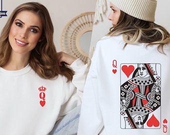 Queen of Hearts Sweatshirt, Queen of Hearts Shirt, Valentines Day Shirt, Playing Card Sweater, Retro Valentine Graphic Hoodie, Queen Mother