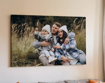 Custom Family Photo To Canvas Wall Art, Personalized Gift For Parents, Loving Memory Portrait From Photography