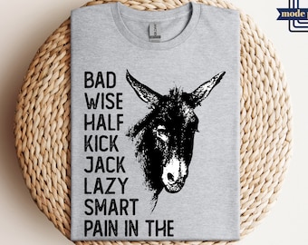 Funny Bad Ass Donkey T-Shirt, Adult Humor Tee