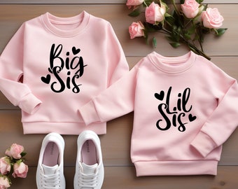 Personalized Big Sis Lil Sis Shirts, Little Sister Sweatshirt, Custom Family Matching T-Shirt, Sisters Tee, Sisters Pregnancy Announcement