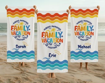 Family Vacation Custom Beach Towel, Makes Memories Together Travel Towel, Pool Party Matching Towel, Summer Vibe Gift