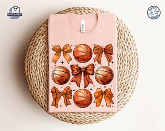 Coquette Basketball Bow Shirt, Fall Coquette Bow Sweatshirt, Basketball Mom Hoodie, Game Day T-shirt, Basketball Coach Tee, Basketball Lover