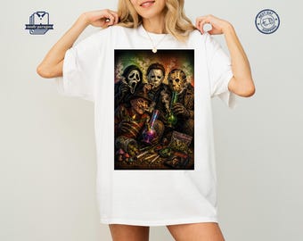 Scary Movie Character Smoking Tshirt, Weed Horror Meme Shirt, Unhinged Sweatshirt