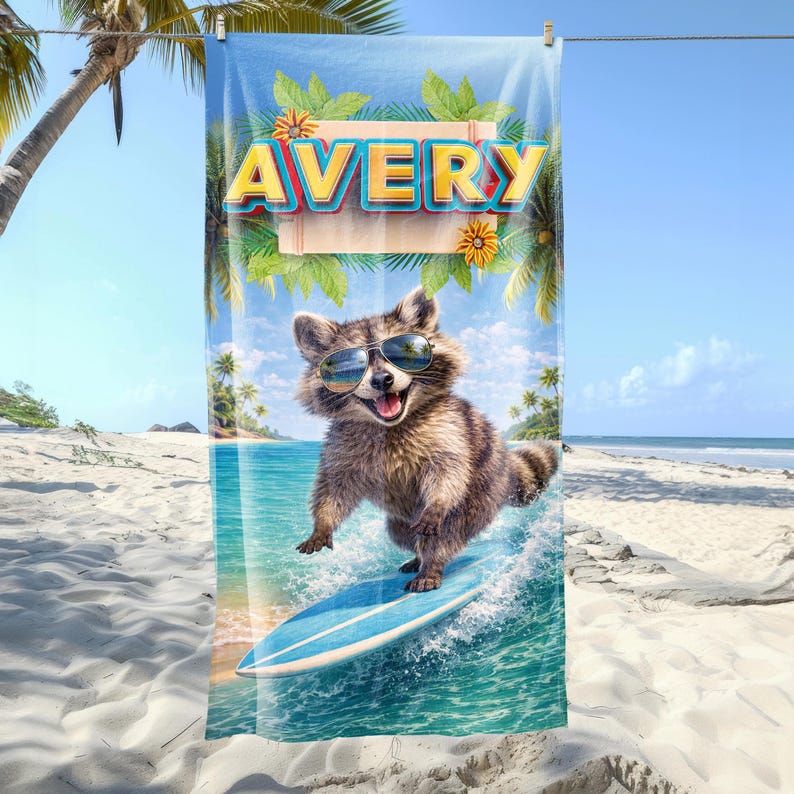 Custom Safari Animal Beach Towel, Personalized Kids Beach Towel, Family ...