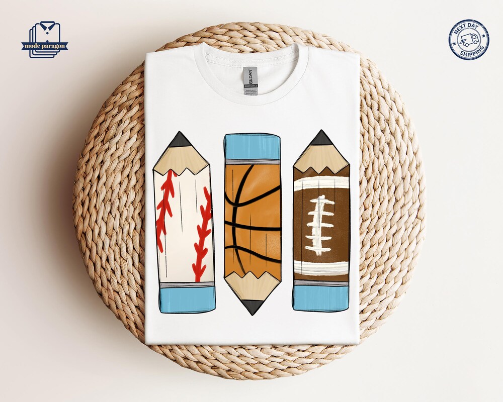Sports Pencil Back To School Tshirt, Baseball Shirt,Football Lovers Sweatshirt,Basketball Hoodie,Back To School Gift,Soccer Mom Tee,Game Day Fashion24Hs
