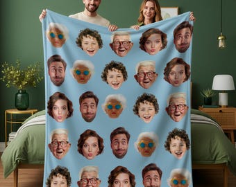 Custom Face Picture Blanket, Funny Gift For Family, Personalized Image Blankets, Memorial Women Men Gifts