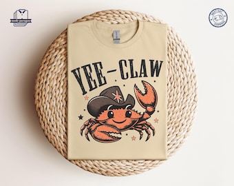 Cowboy Crab Shirt, Funny Western Gift, Yee Claw Sweatshirt, Crawfish Hoodie, Spring T-shirt, Animal Summer Tee, Wild West,Funny Cowboy Crab