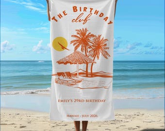 Toalla de playa personalizada para cumpleaños, toalla de microfibra personalizada para vacaciones de verano.