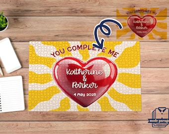 Custom Name Lovers Puzzle, Personalized Wedding Invitations Puzzle, Cute Heart Puzzle, Jigsaw Puzzle,Anniversary Wedding Birthday Gift