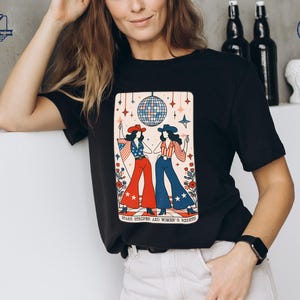 Chemise étoiles rayures et droits des femmes, sweat-shirt carte de tarot, sweat à capuche féministe, 4 juillet patriotique, femme rétro, t-shirt social-démocrate