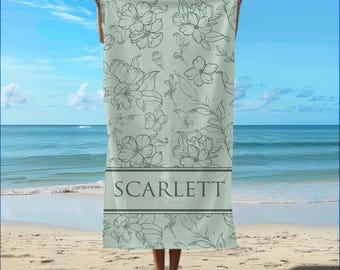 Custom Name Beach Theme Towel, Personalized Best Friend Gift, Summer Travel Bath Towel, Wedding Favors Towel