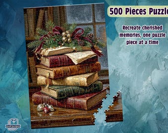 Cozy Reading Room Jigsaw Puzzle, Winter Book Nook Scene, Bookworm Holiday Gift, Library Decor Game, Adult Hobby 500 1000 Pieces