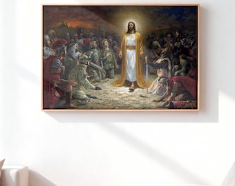 The Prince Of Peace Canvas Wall Art By Jon McNaughton, Jesus Christ Christian Warrior Wall Decor, Religious History Painting