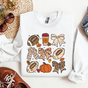 Fall Football Game Day Sweatshirt, Touchdown Season Tshirt, Leopard Coquette Football Bow Hoodie, Tis The Season, Sports Gift, Coffee Lover