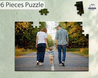 Custom Family Photo To Jigsaw Puzzle, Memorial Grandma Grandpa Picture Puzzle Gift