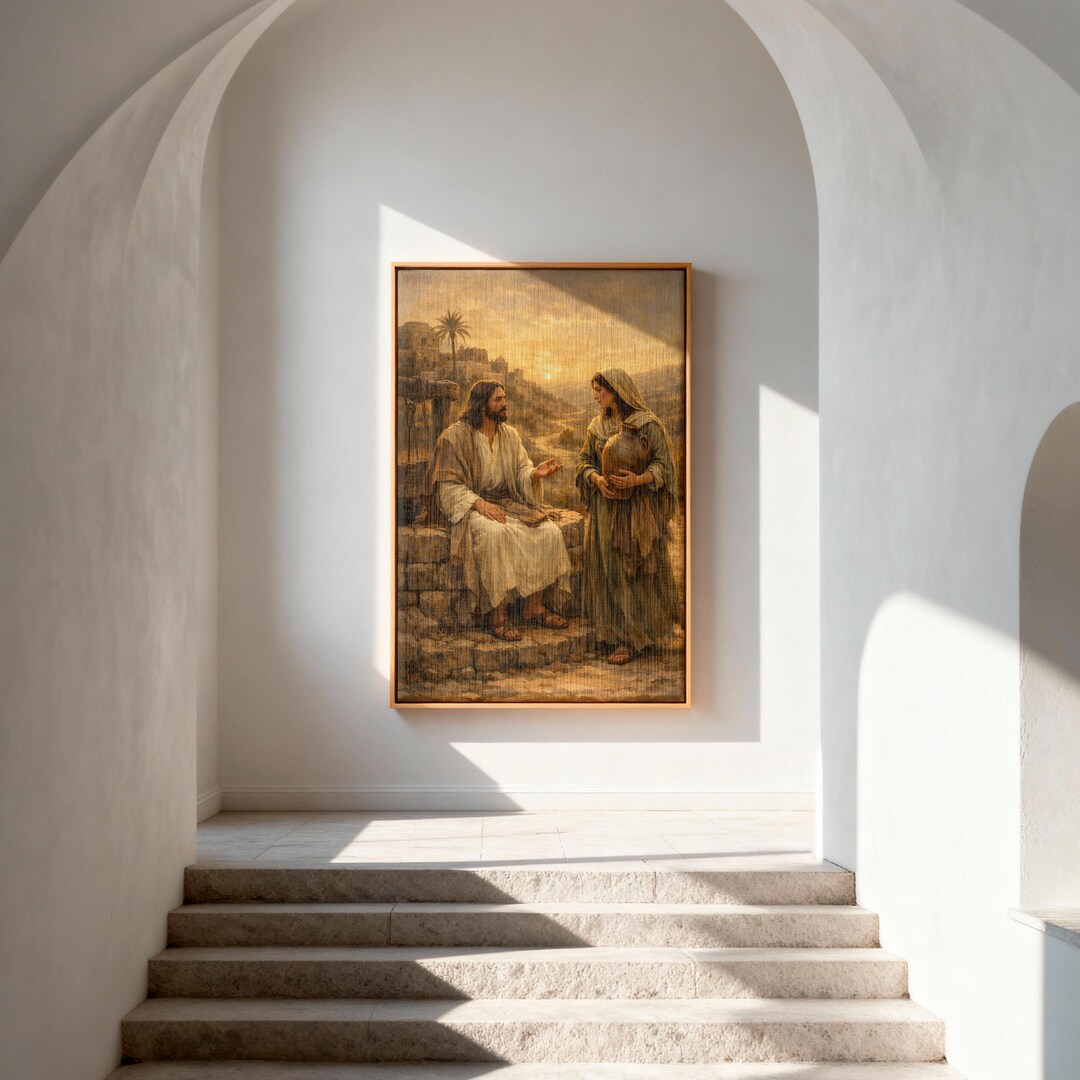 Woman at the Well Christian Wall Art, Jesus and Samaritan Woman ...